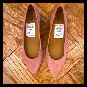 Susina pink suede wedge heels